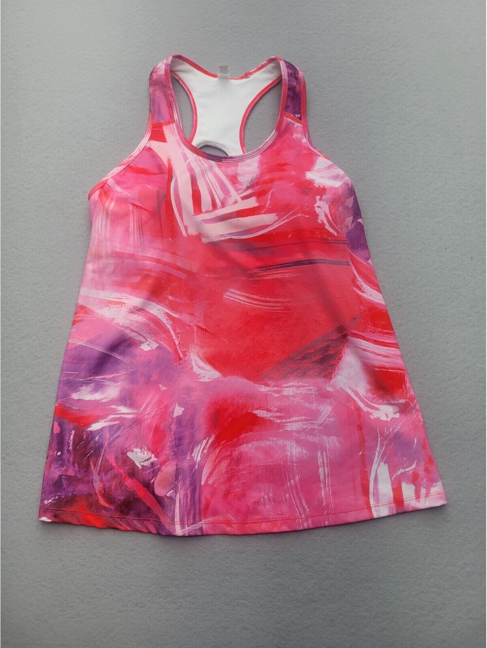 Fila Women's Top Medium Pink/White Tank Sleeveless Cosmic Built in Bra Casual